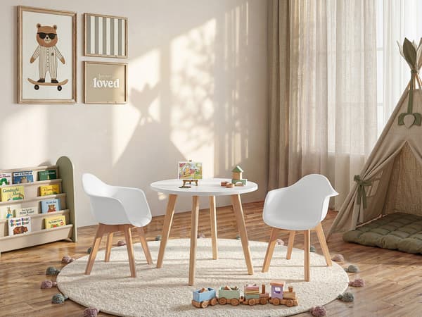 Vente-unique - LOULOUNE barnbord + 2 POUPINETTE stolar - Vit