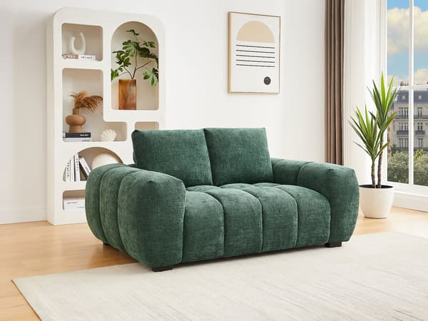 Vente-unique - BERENIA 2-sitssoffa i texturerat grönt tyg