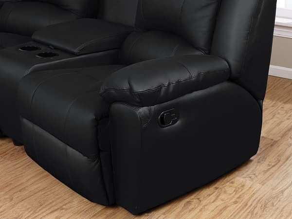 Vente-unique - 3-sits reclinersoffa i svart läder AROMA