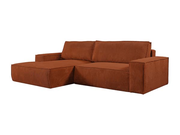 Vente-unique - Vänstervändvänd bäddsoffa i terrakotta manchester AMELIA