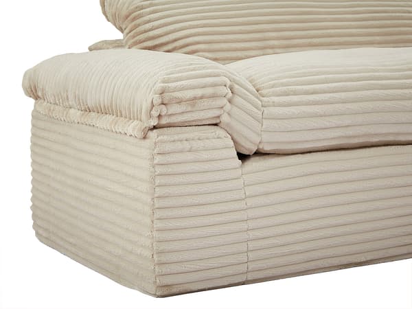 Vente-unique - Soffa med 4 platser i beige Sammet med Grova ribbor SOBOSA