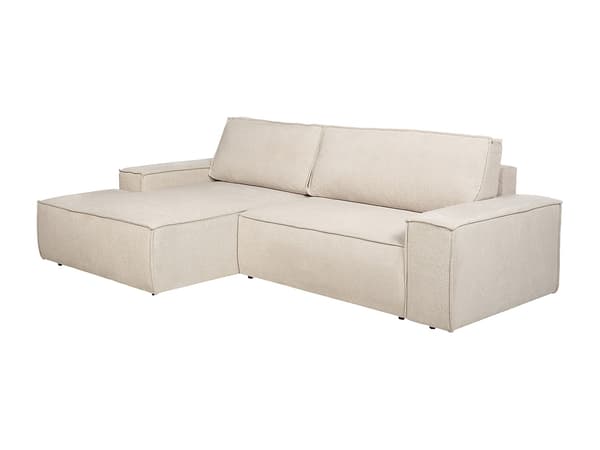 Vente-unique - Bäddsoffa vänsterställd i beige texturerat tyg AMELIA