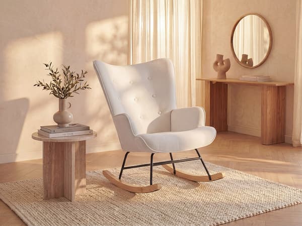 Vente-unique - Gungfåtölj i beige melerat tyg ELMINA II