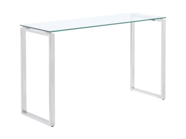 Vente-unique - Konsol FREYA - Härdat glas & förkromad metall