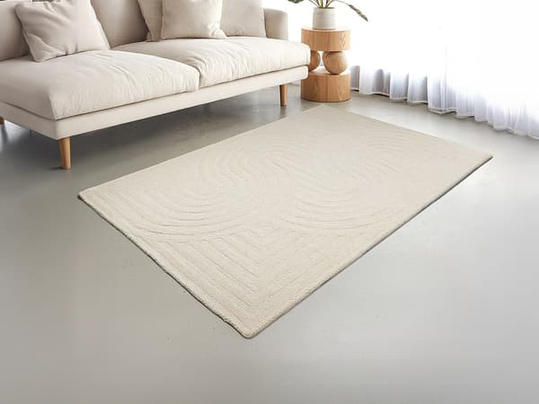 Vente-unique - Handtuftad matta 100% ull - 200 x 290 cm - Benvit - 2000g/m² - LUZAN