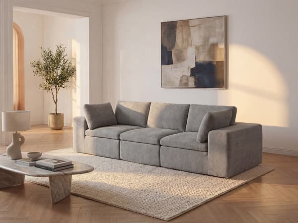 Vente-unique - 3-sits modulär soffa i grått tyg CORTOLINE