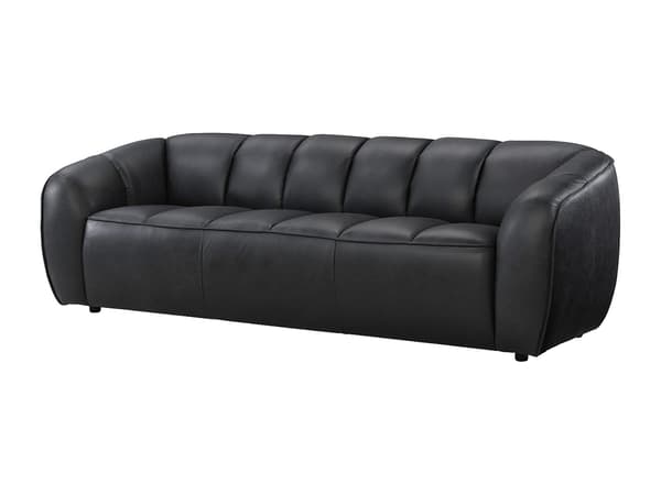 Vente-unique - 3-sitsig soffa i svart läder PRADONI