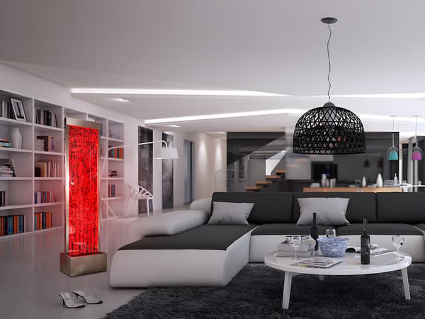Vente-unique - Vattenbubblorvägg med LED-belysning i grå 150 cm BLENNIE