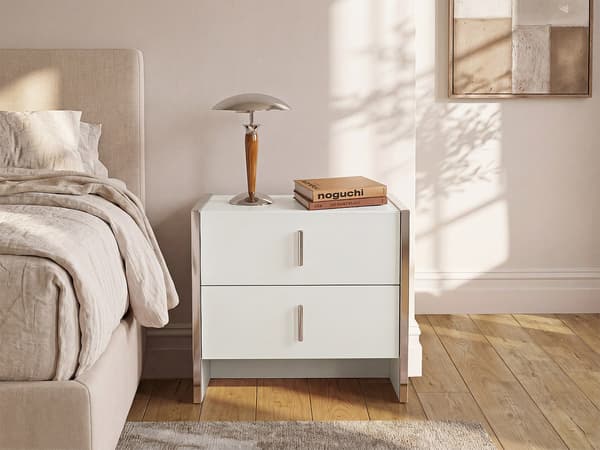 Vente-unique - Sängbord med 2 lådor - Vit - CADEBA