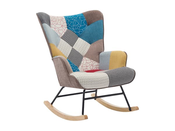 Vente-unique - Gungstol flerfärgad patchwork-tyg ELMINA II