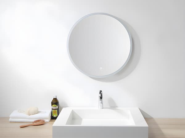 Vente-unique - Rund LED-badrumsspegel med imskydd - D80 cm - DANIELA