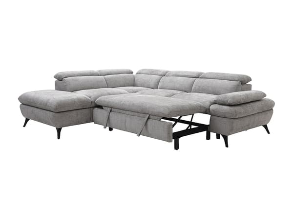 Vente-unique - Vänstervändvänd bäddsoffa med vinkel i grå texturerad textil SURDELI
