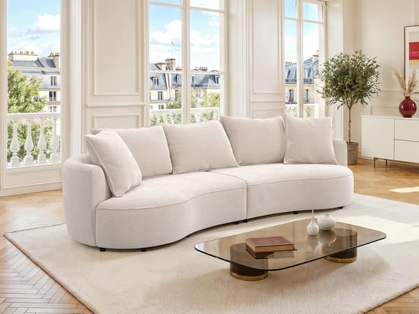 Vente-unique - 4-sitssoffa i beige chenilletyg CEPRANO från Maison Céphy