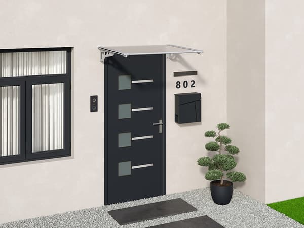 Vente-unique - Aluminiumdörrmakis 150 x 90 cm lutande silver KEPLER