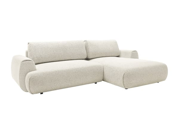 Vente-unique - Högervänd bäddsoffa i beige melerat tyg MONELIA