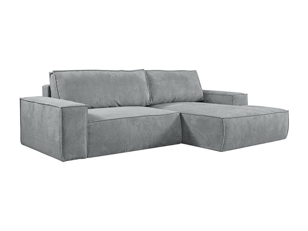 Vente-unique - Bäddsoffa högerställd ljusgrå manchester AMELIA