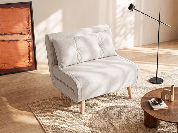 Vente-unique - Bäddfåtölj i tyg - Beige VALERIO