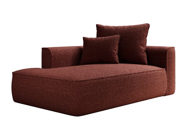 Vente-unique - Vänstervänd schäslong i bordeauxfärgad chenilletyg PINETA