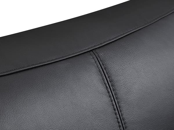 Vente-unique - 3-sits soffa i svart läder med grå passpoal BATUCO