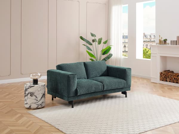 Vente-unique - 2-sits soffa i grön chenille-tyg DEMBOLA
