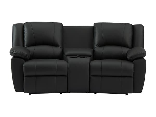 Vente-unique - 2-sits reclinersoffa i läder - Svart - AROMA