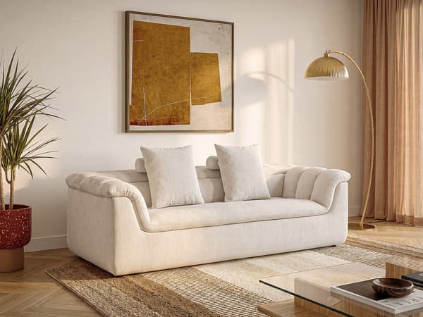 Vente-unique - Soffa 3 platser i tyg - Bruten vit CAZOCHA