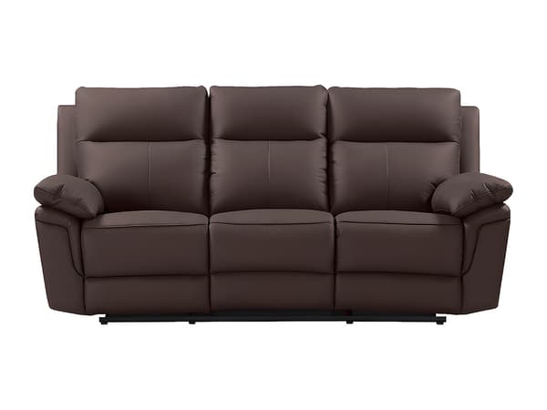 Vente-unique - 3-sits reclinersoffa i brun buffelläder PAKITA