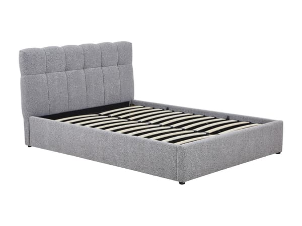 Vente-unique - Sängram med förvaring 140 x 190 cm - Bouclé tyg - Grå - MAZIRI