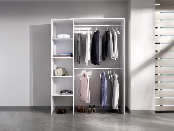 Vente-unique - Utdragbar garderob - L110/140 cm - Vit - BELVANA