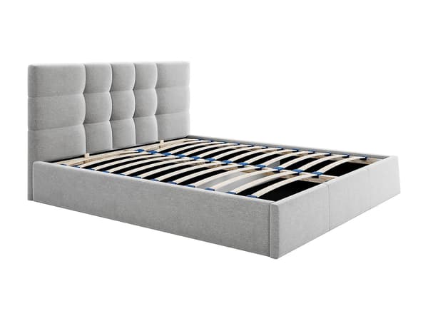 Vente-unique - Sängram med förvaring 140 x 190 cm - Tyg - Grå - ELIAVA