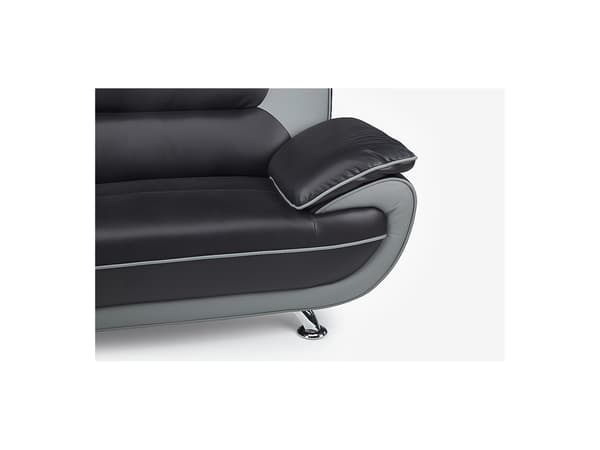 Vente-unique - 3-sits soffa i läderimitation NIGEL - Tvåfärgad svart och grå
