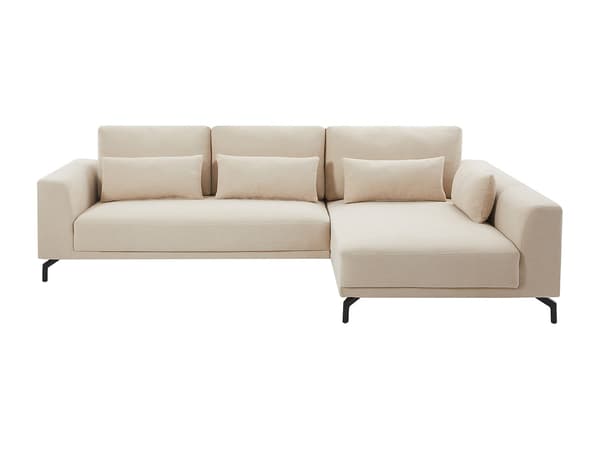 Vente-unique - Högervänd hörnfåtölj i beige texturerat tyg TILANIA