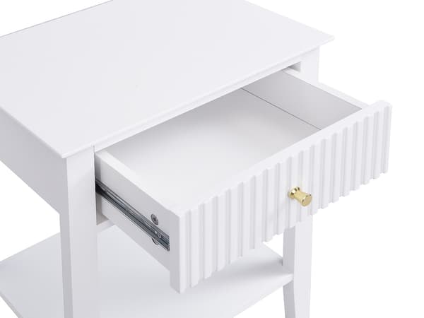 Vente-unique - Sängbord med 1 låda och 1 hylla - MDF - Vit - NIRIVA