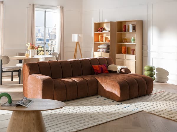 Vente-unique - Höger-soffhörn i chenille-tyg i terrakotta BELADON