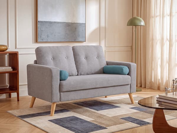 Vente-unique - 2-sits soffa TATUM i tyg - Gråmelerad