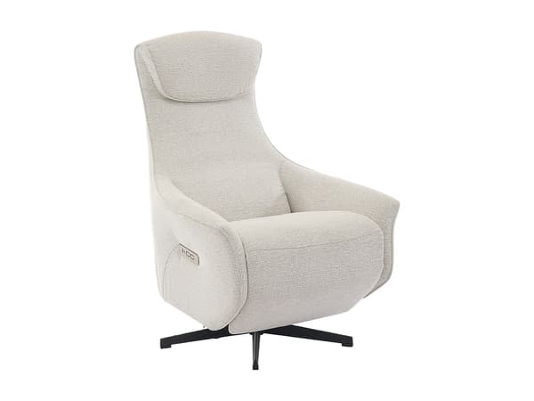 Vente-unique - TASEMO elektrisk fåtölj med vilstol i beige texturerat tyg
