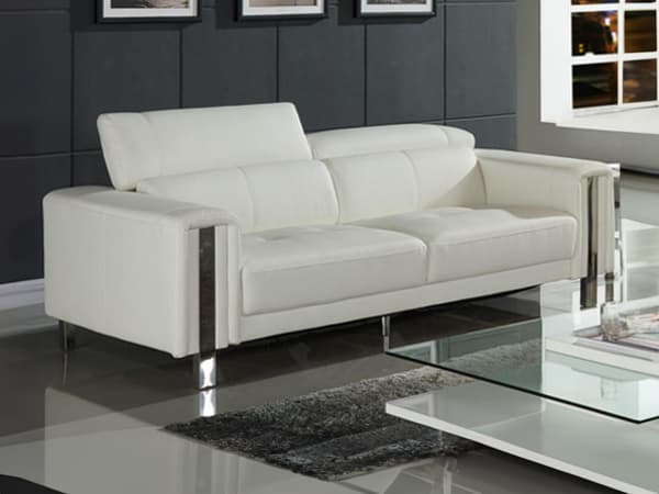 Vente-unique - 3-sits soffa i läderimitation MAROUA - Vit