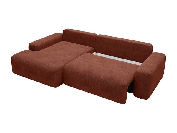 Vente-unique - Vänstervändvänd bäddsoffa i texturerad terrakottafärgad tyg DAVISO