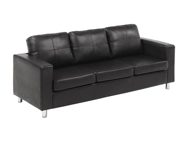 Vente-unique - 3-sitssoffa svart konstläder ACKLEY