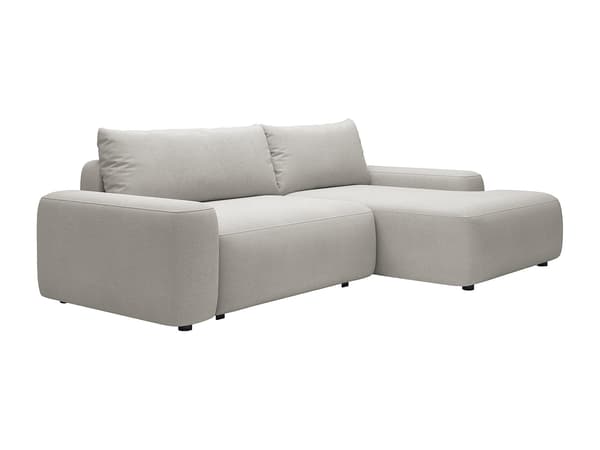 Vente-unique - Högervänd 3-sitssoffa med bäddsoffa i ljusgrått texturerat tyg DAVISO