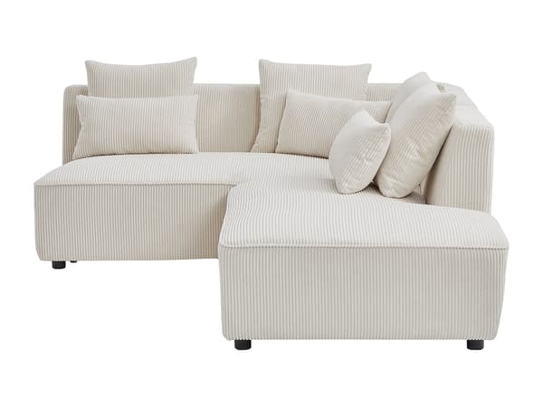 Vente-unique - Beige manchestervelvet högervänd hörnsoffa MECODI