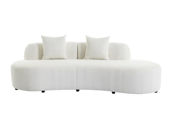Vente-unique - 3-sitssoffa i vit bouclétyg BASILIANA