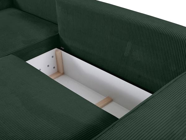 Vente-unique - Bäddsoffa vänsterställd i grön manchester AMELIA