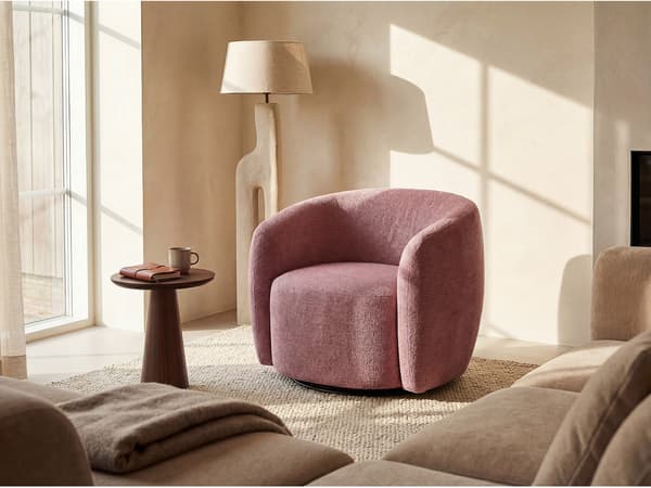 Vente-unique - Fåtölj i rosa texturerat tyg VEREIDE