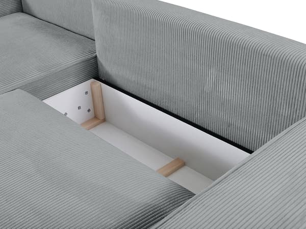 Vente-unique - Vänstervändvänd bäddsoffa i ljusgrå manchester AMELIA