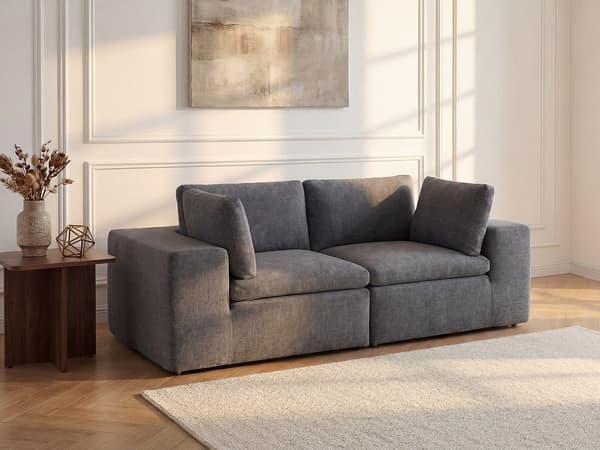 Vente-unique - Modulär 2-sits soffa i antracitgrått tyg CORTOLINE