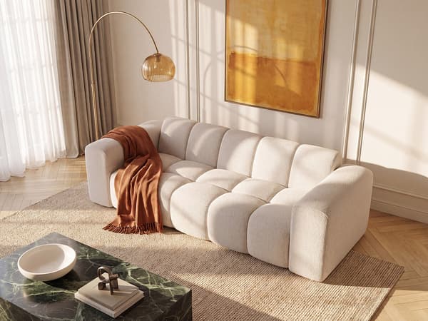 Vente-unique - 3-sits soffa i beige chenilletyg CALESO från Maison Céphy