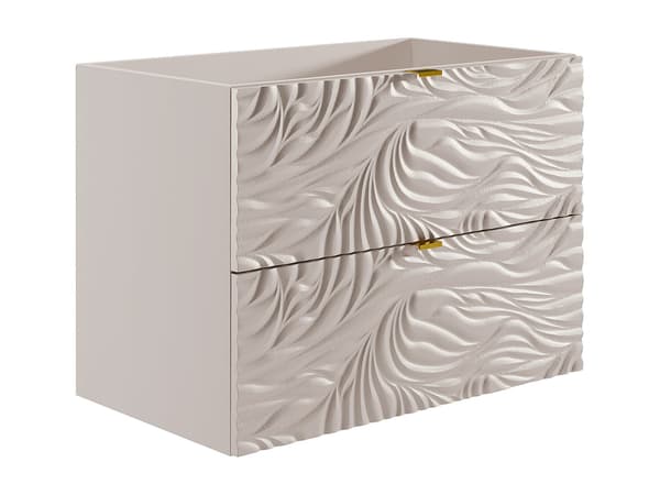 Vente-unique - Texturerad väggmonterad kommod för tvättställ - Beige - 80 cm - RINAREL