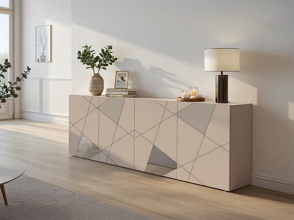 Vente-unique - Skänk med 4 dörrar - Beige - CANTIANO