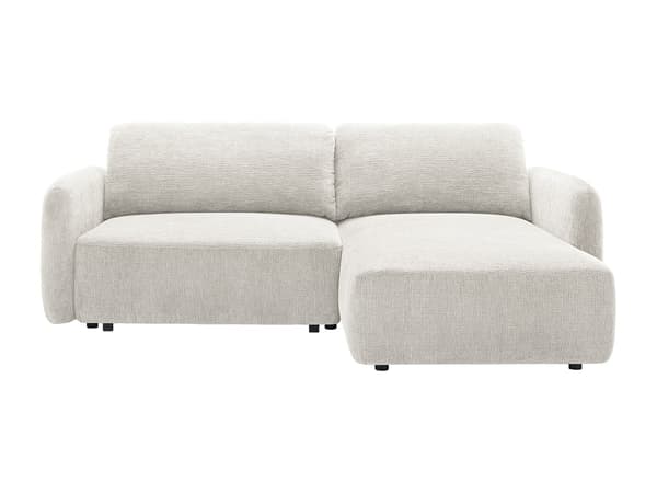 Vente-unique - Högervänd hörnsoffa i offwhite chenilletyg, bäddbar - PLUFATI